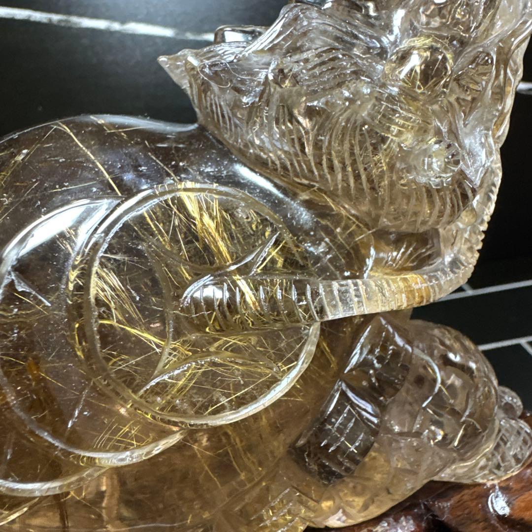 【極上品】ゴールドルチル　龍亀　ロングイ　コレクション　台座付き