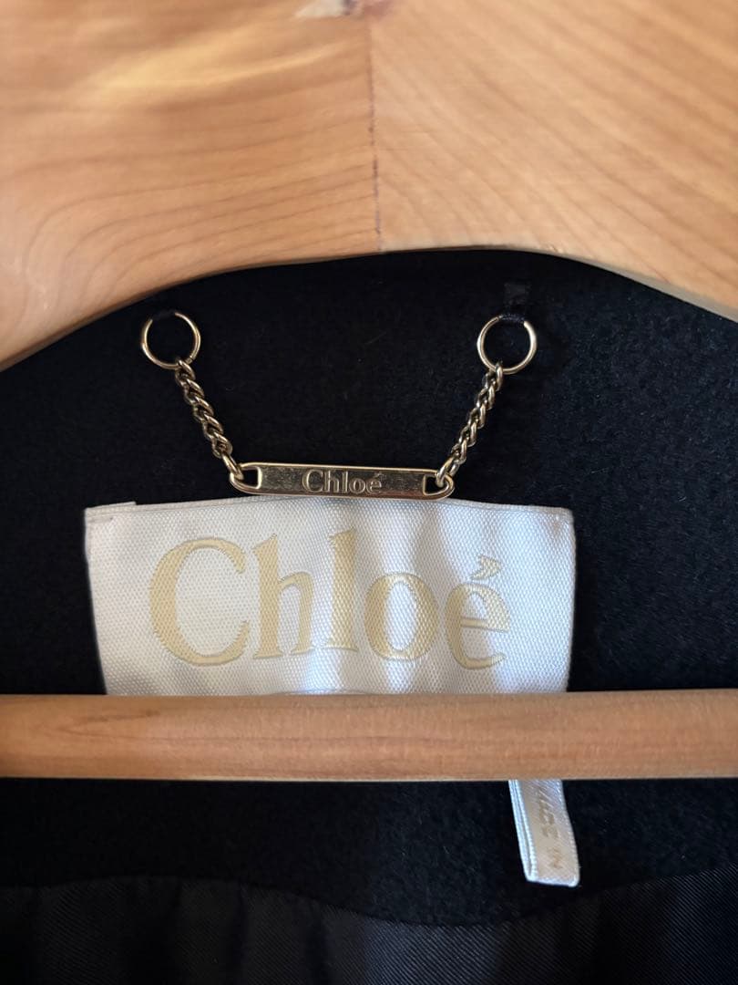 Chloé 黒 ウール オープンフロントコート
