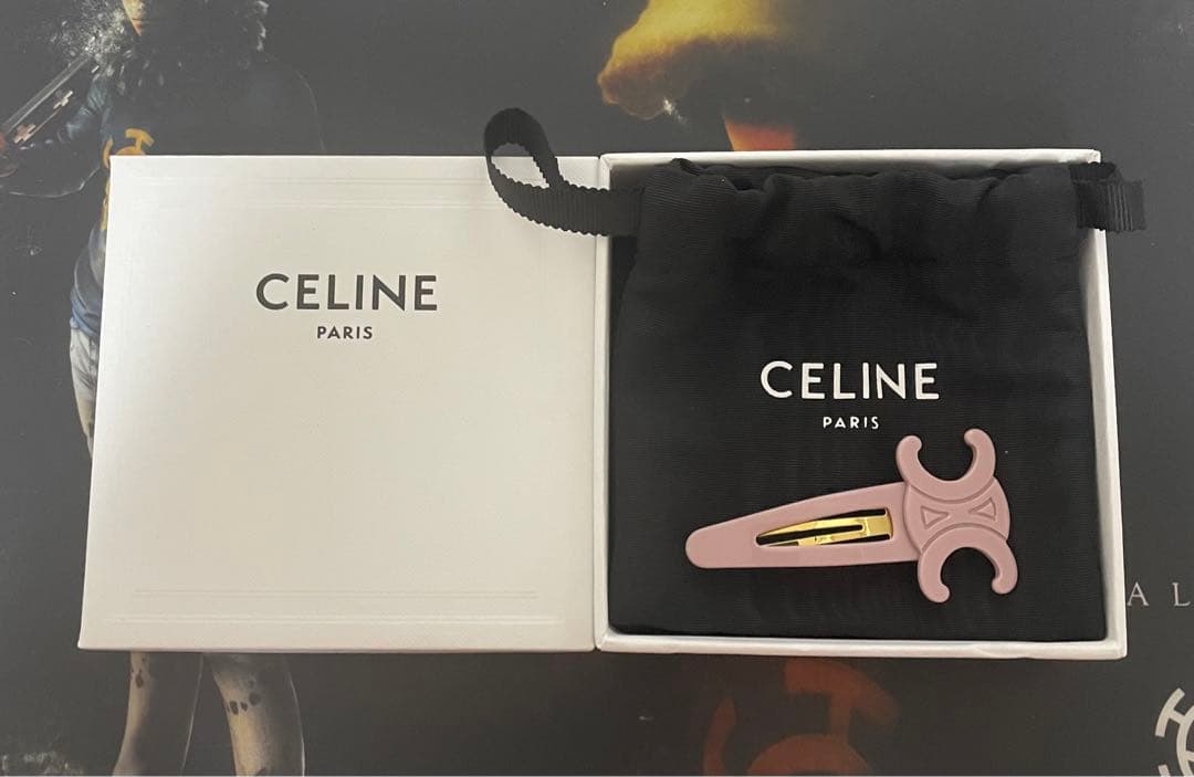 セリーヌ CELINE ラージ ヘアクリップ　ヘアピン　ピンク