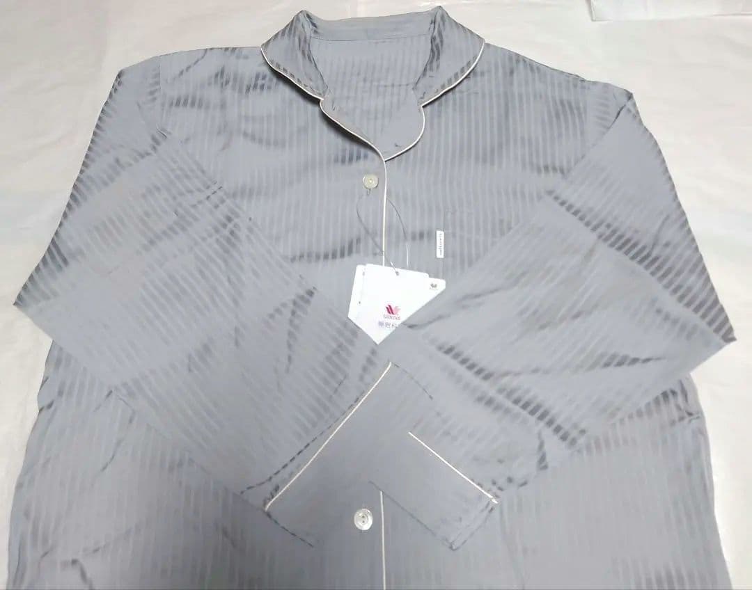新品タグ付き 高級 睡眠科学 パジャマ ルームウェア サテン ストライプ L