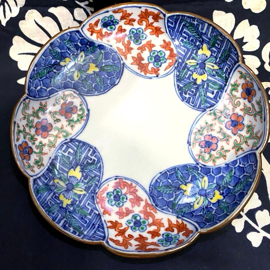 京焼　加藤雲泉　彩色輪花捻祥瑞柄　二枚組　京都　清水焼　作家物　お正月・お祝いに