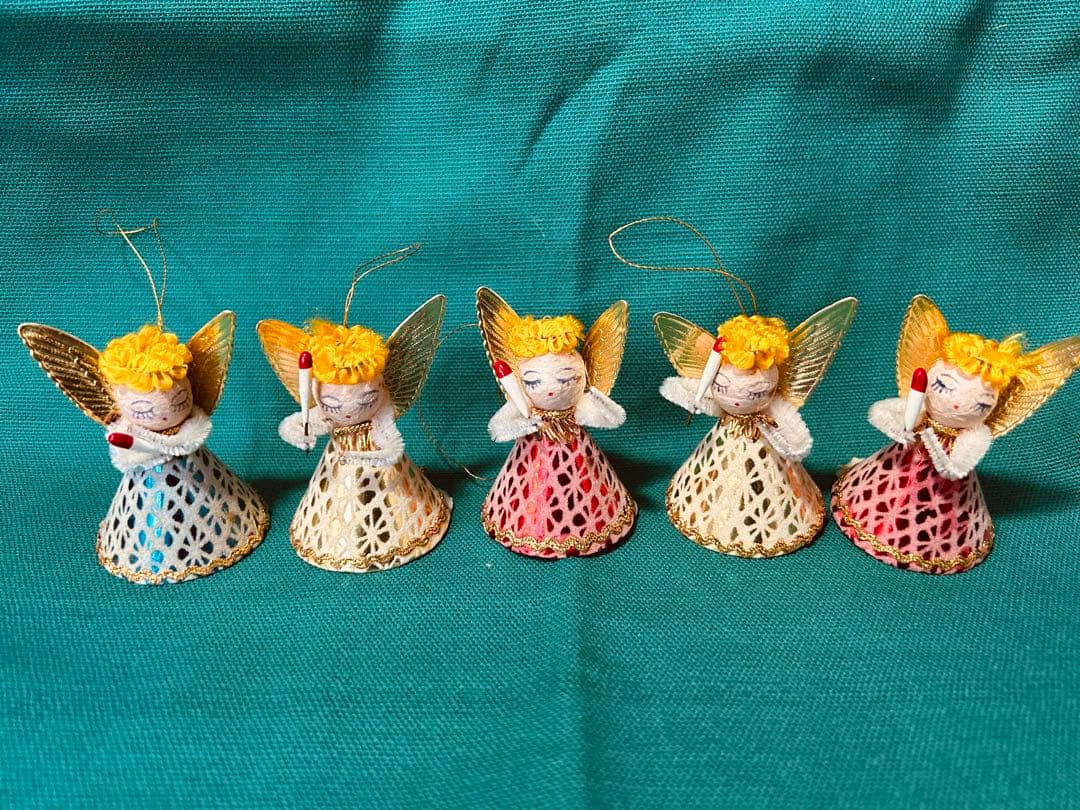 昭和レトロヴィンテージ　クリスマスオーナメント　エンジェル　天使5個セット箱付き