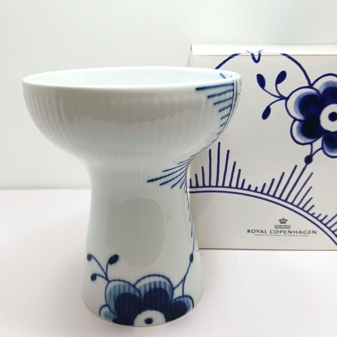Y3332-3 ロイヤルコペンハーゲン ブルーフルーテッドメガ 花瓶 箱付
