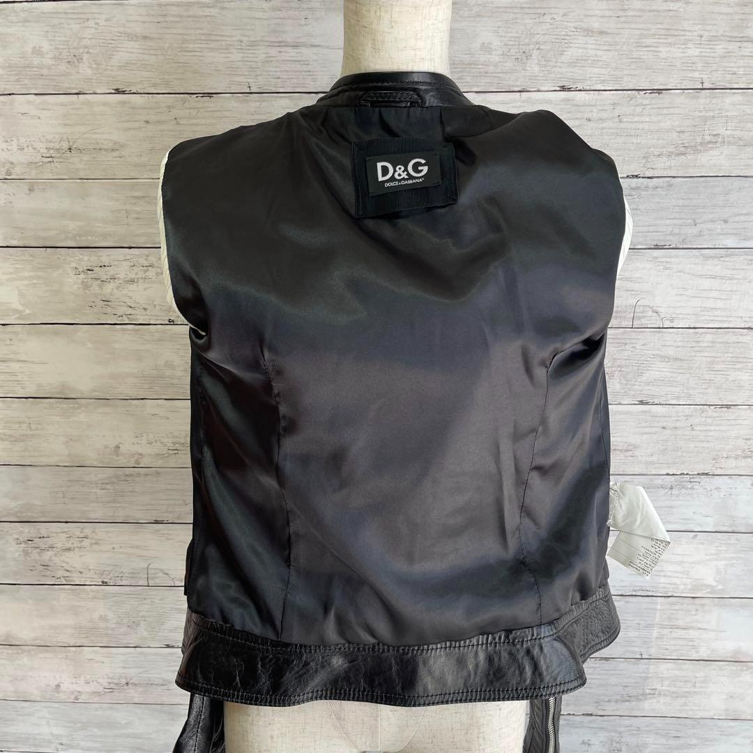 美品　D&G　ドルチェ&ガッバーナ　ダブルライダース　ジャケット　本革　黒　42