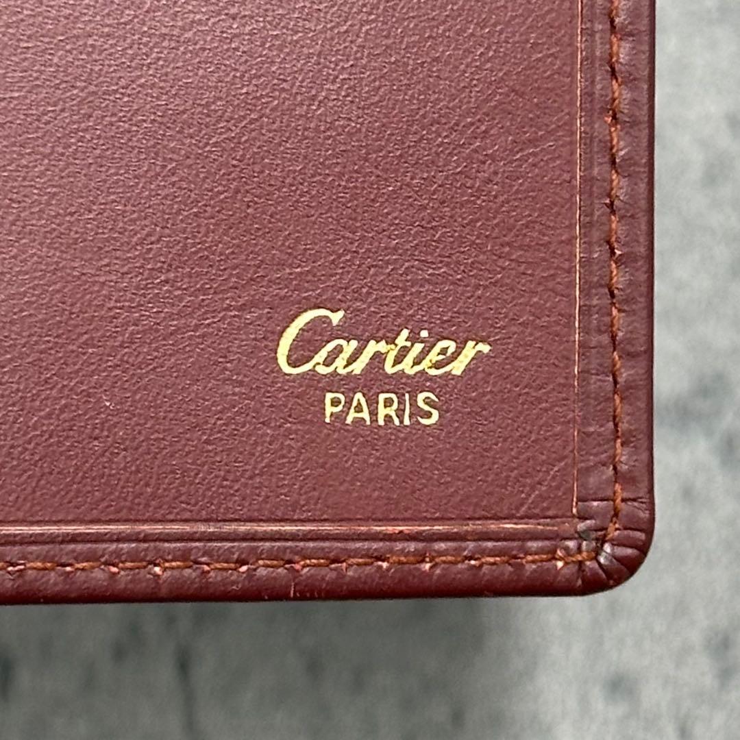 カルティエ マストライン マネークリップ レザー ボルドー カード付き メンズ