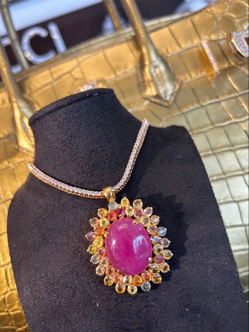 の*こ様 華やか！天然石ルビーカボションリング13号