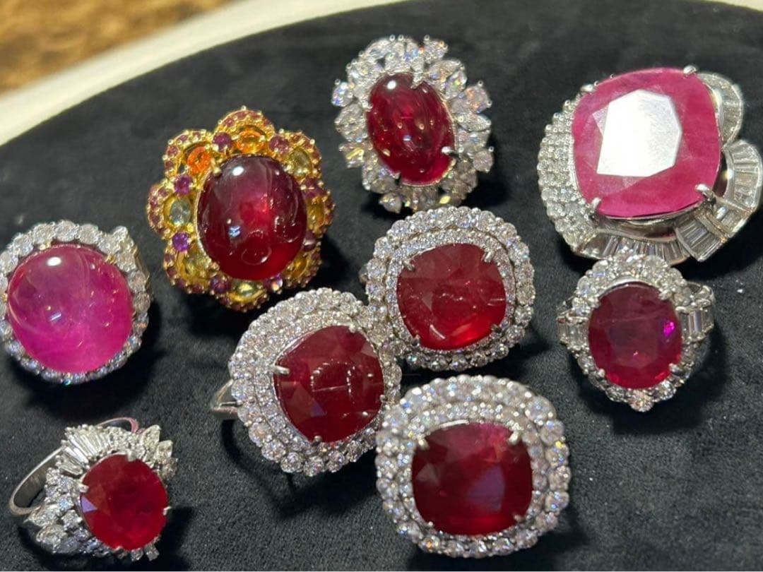 の*こ様 華やか！天然石ルビーカボションリング13号