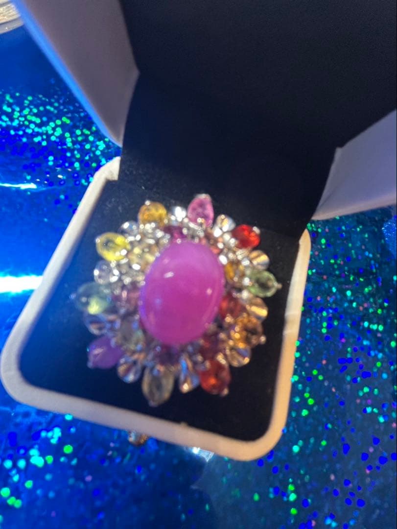 の*こ様 華やか！天然石ルビーカボションリング13号