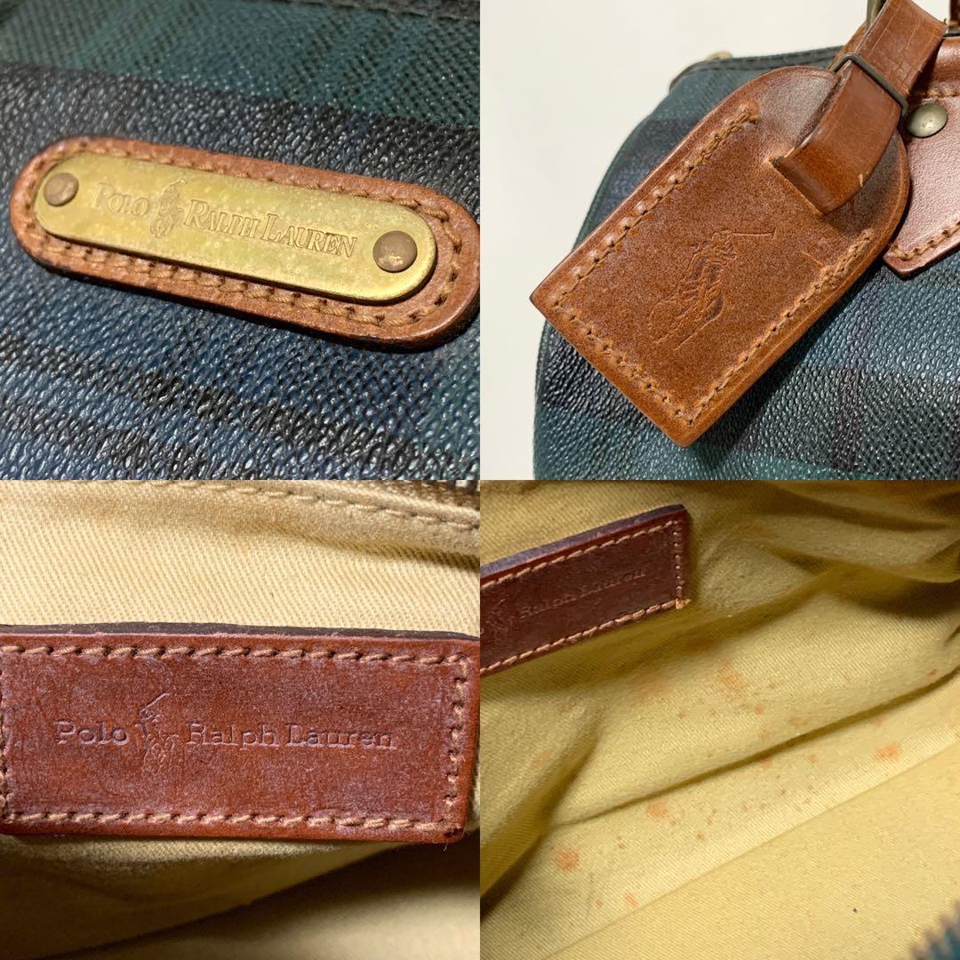 美品✨ ポロラルフローレン　ミニボストンバッグ　タータンチェック　グリーン