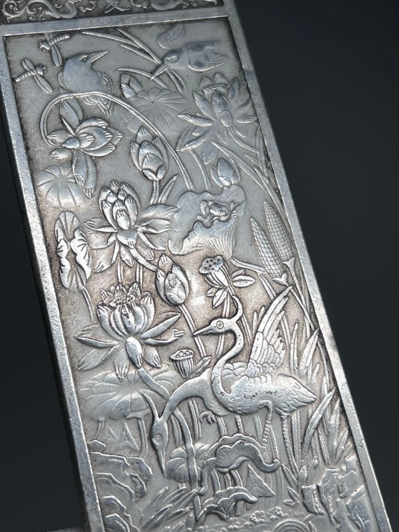 中国美術　4枚セット　文鎮　金属工芸　浮彫　刻印あり　厚重　コレクション