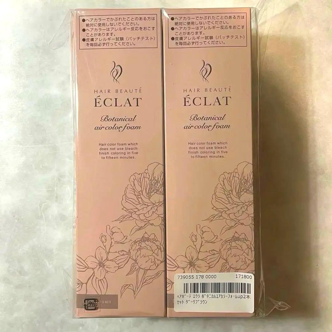 新品 ヘアボーテ エクラ ボタニカルエアカラーフォーム upダークブラウン 2本