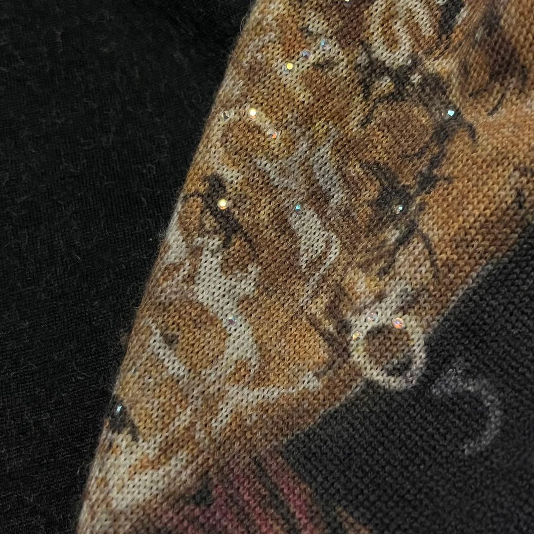 アンゴラ【伊太利屋】アニマル柄 サファリ Lサイズ40 ロングコート ニット