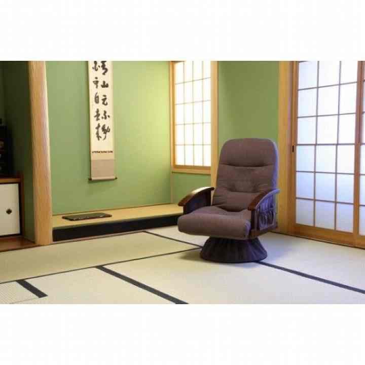 木肘レバー式回転座椅子 ソファ・椅子