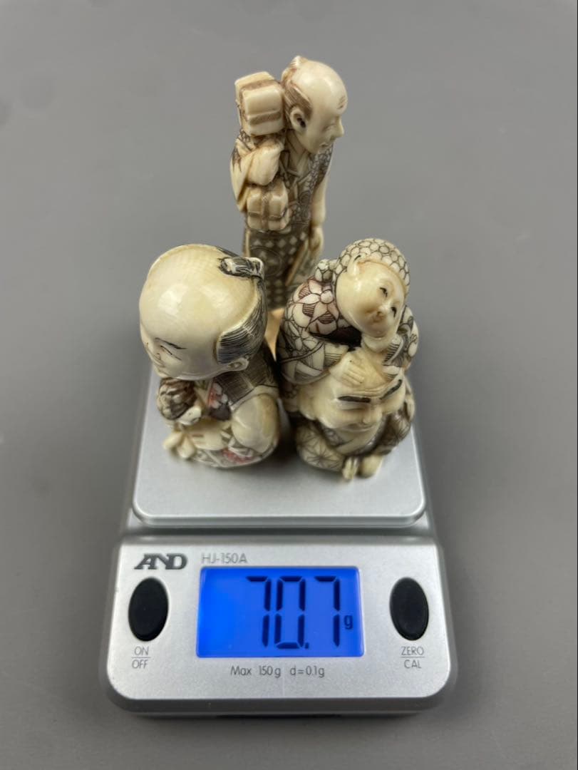 時代根付 極上細密彫り白材 マンモス牙製 松山作 芝宮作 作家物 在銘 中国美術