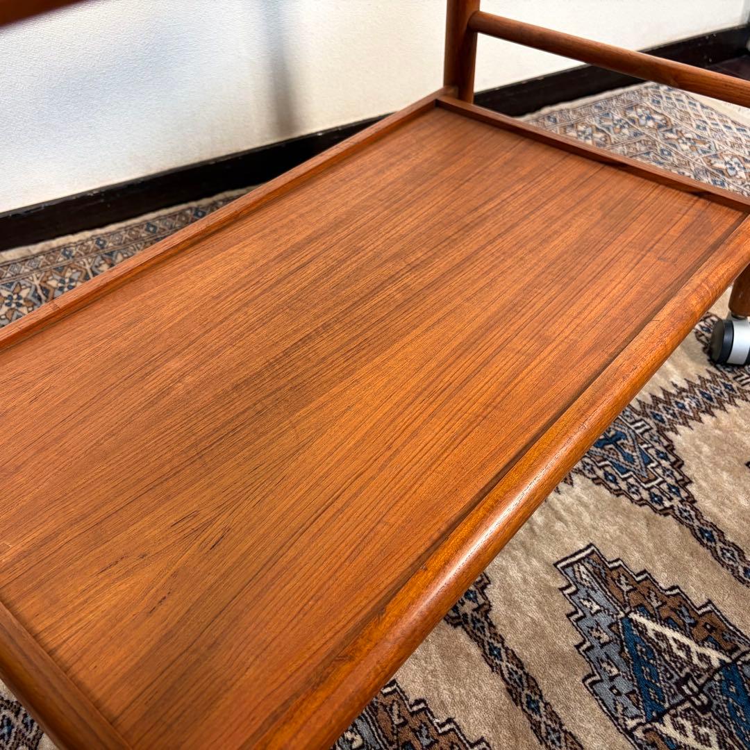 デンマーク チーク材 トロリー ワゴン ヴィンテージ 北欧 サイドテーブル ②