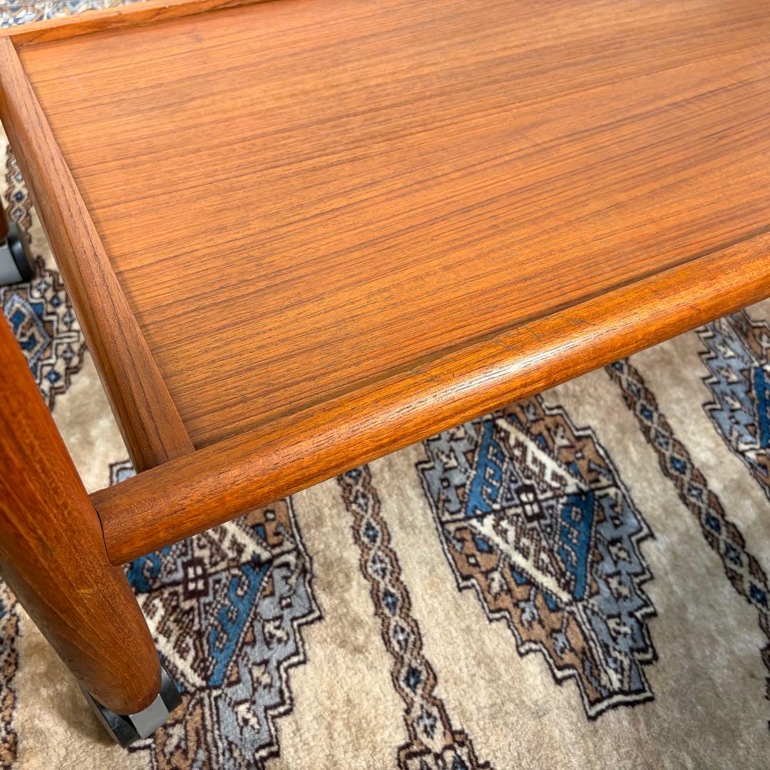 デンマーク チーク材 トロリー ワゴン ヴィンテージ 北欧 サイドテーブル ②