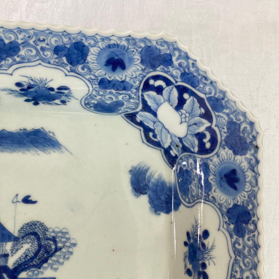 希少 伊万里 染付角皿 太明成化年製 大皿 骨董品 時代物