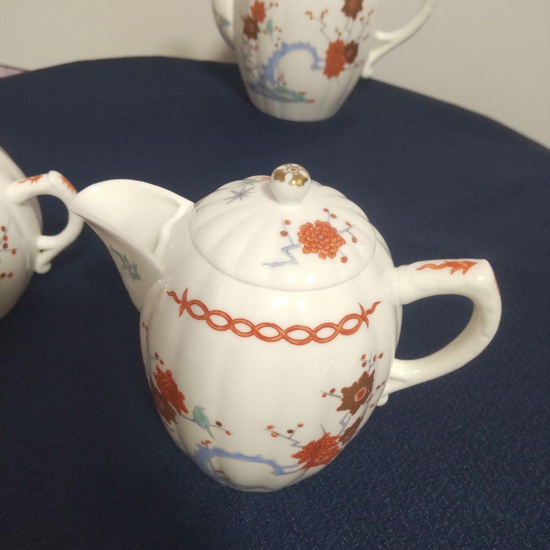 高級 深川製磁 酒井田柿右衛門写 色絵 カップ＆ソーサー ポット 食器セット