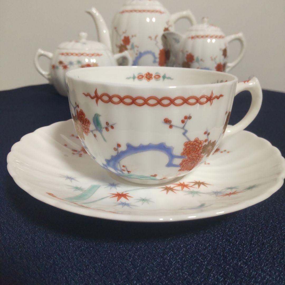 高級 深川製磁 酒井田柿右衛門写 色絵 カップ＆ソーサー ポット 食器セット