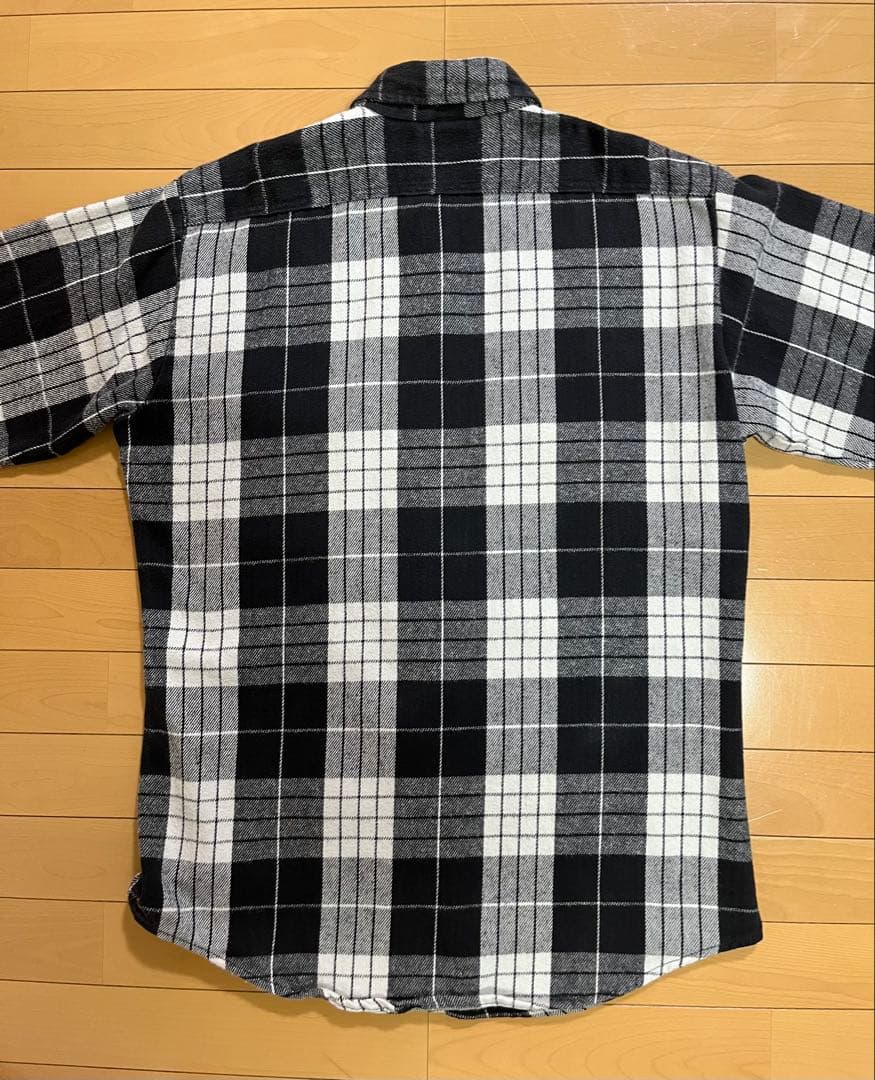 90s FIVE BROTHER ネルシャツ L 白黒