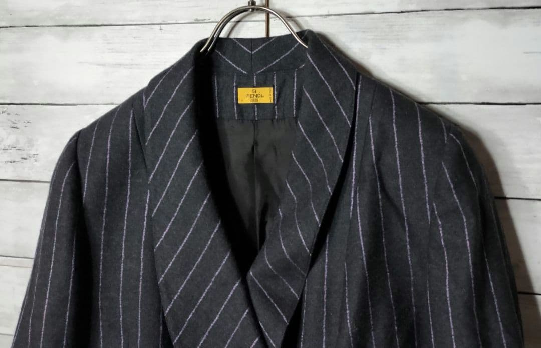FENDI フェンディ ダブルチェスターコート ストライプ ウール