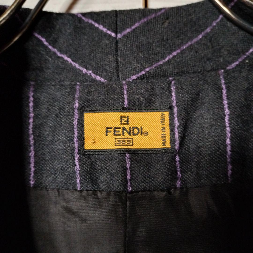 FENDI フェンディ ダブルチェスターコート ストライプ ウール