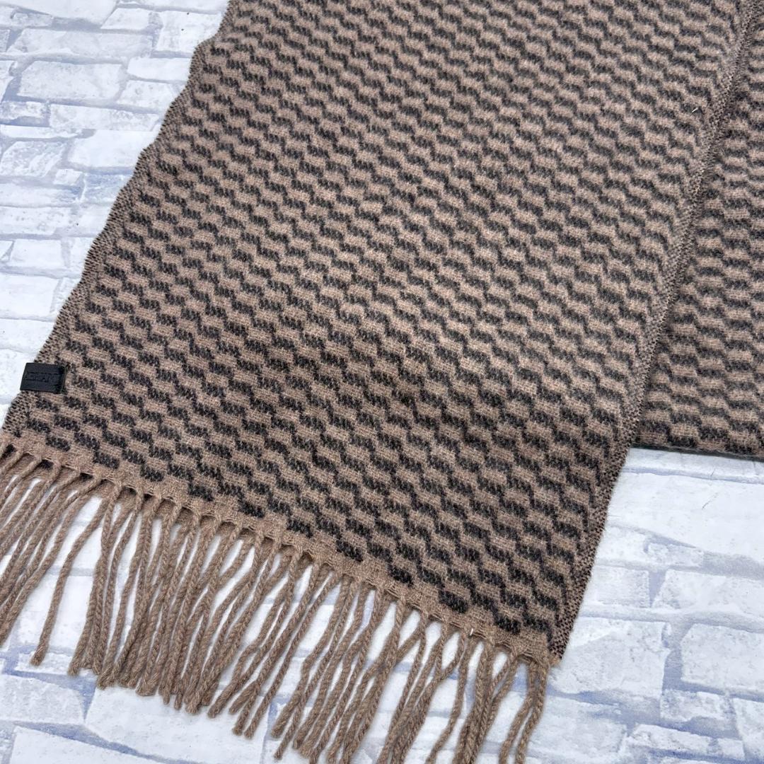 近年モデル GIORGIO ARMANI　幾何学模様ブラウンマフラー カシミヤ
