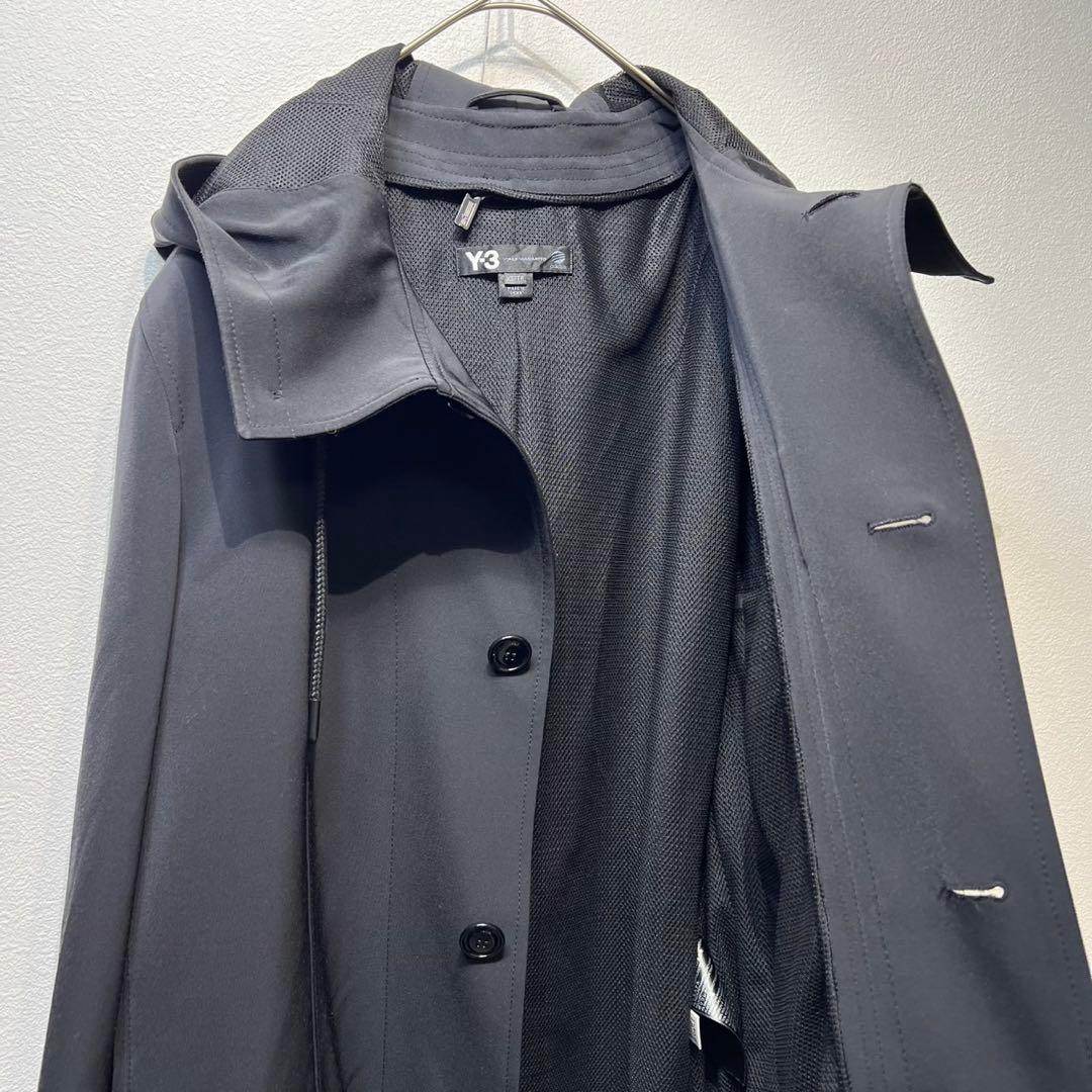 希少 美品 Y-3 ウール ライナー付き 刺繍ロゴ ステンカラー ロングコート