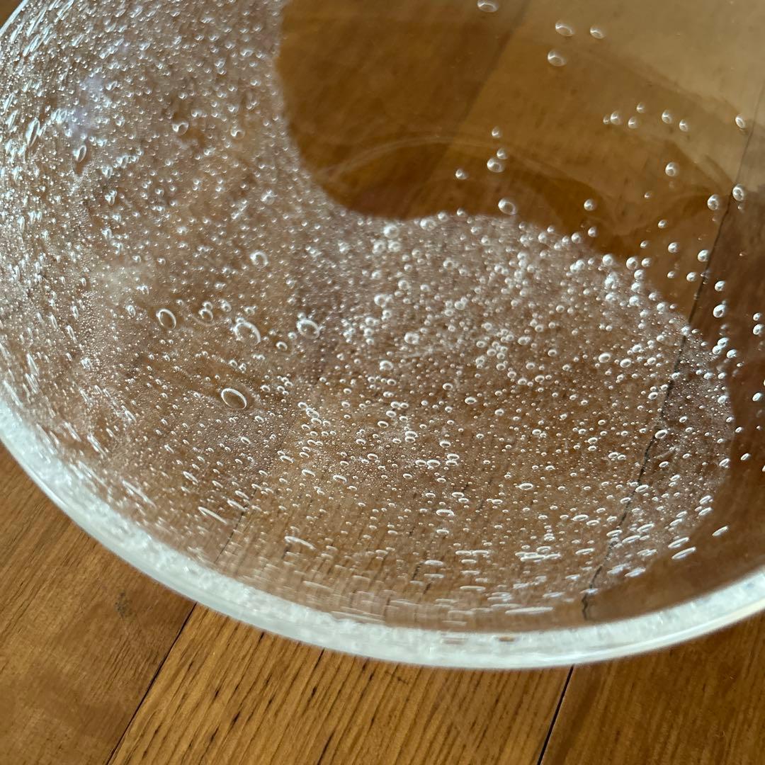 新品◆107荒川尚也　平鉢M 気泡 アワガラス平中鉢16cm 2枚宙吹き　晴耕社