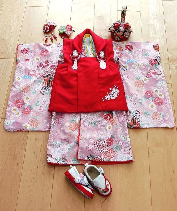 七五三着物セット うさぎモチーフ ハンドメイド小物付き キャサリンコテージ