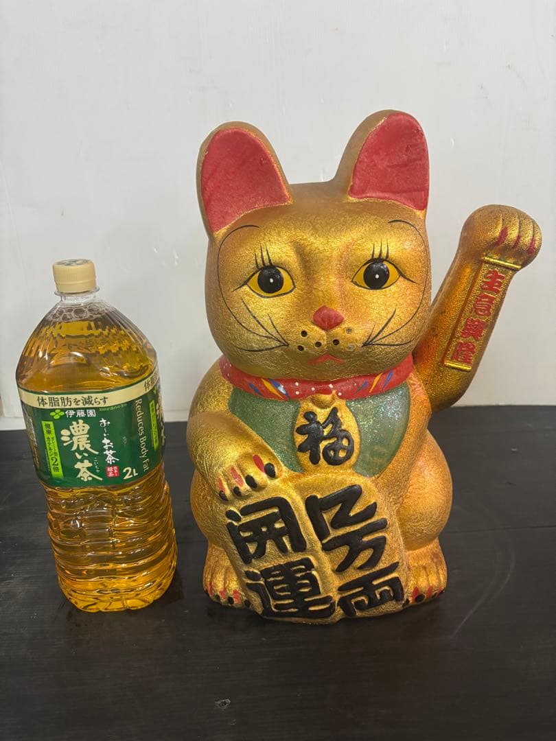【特大‼️全長40cm‼️希少】金色招き猫　置物　縁起物