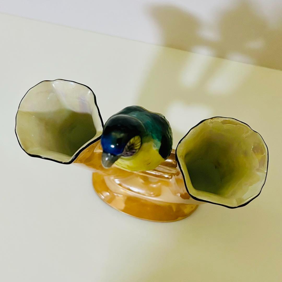 【オールドノリタケ/鳥/二輪挿し/花瓶】アールデコ/ラスター彩/フラワーベース