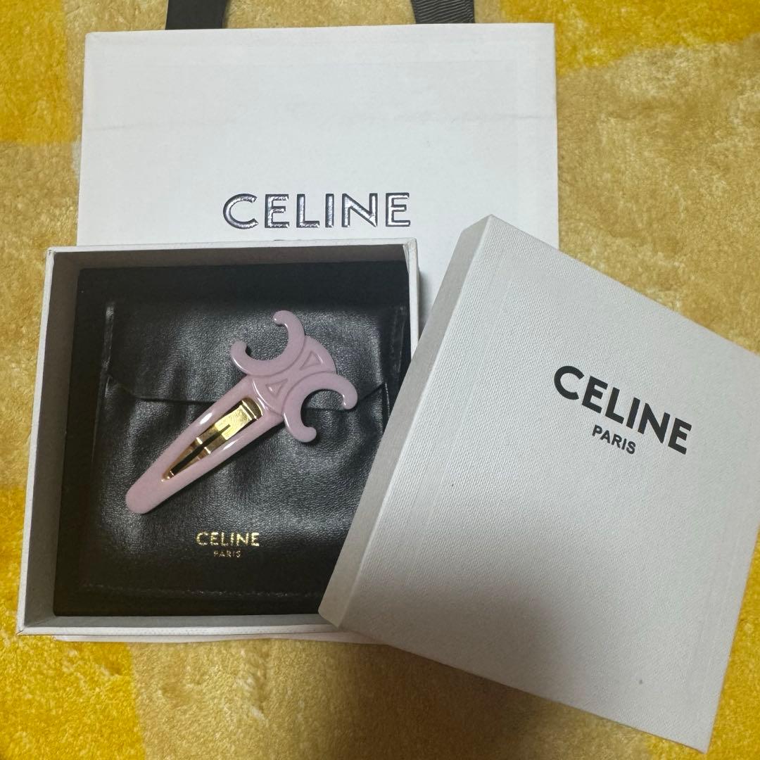 CELINE トリオンフ ラージ スナップ ヘアクリップ ピンク