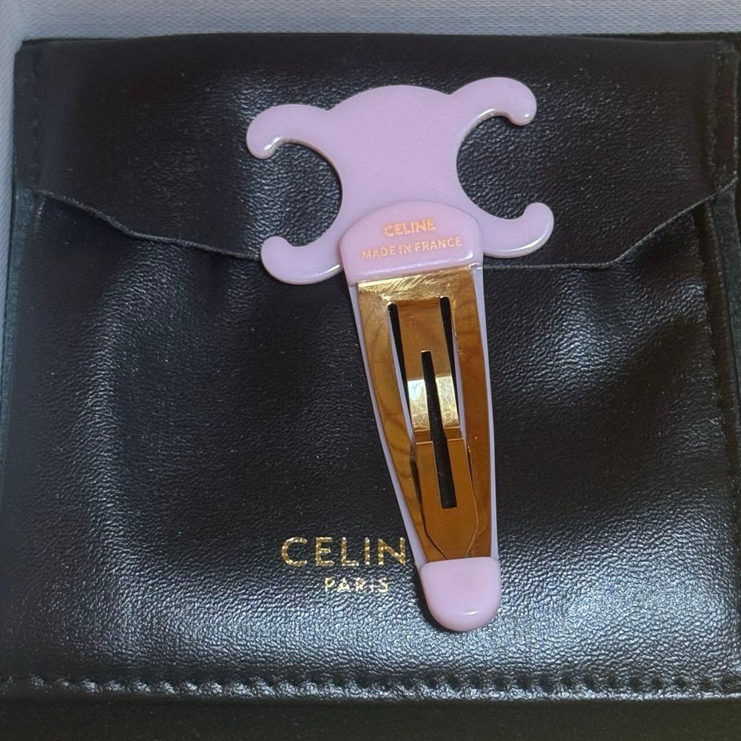 CELINE トリオンフ ラージ スナップ ヘアクリップ ピンク