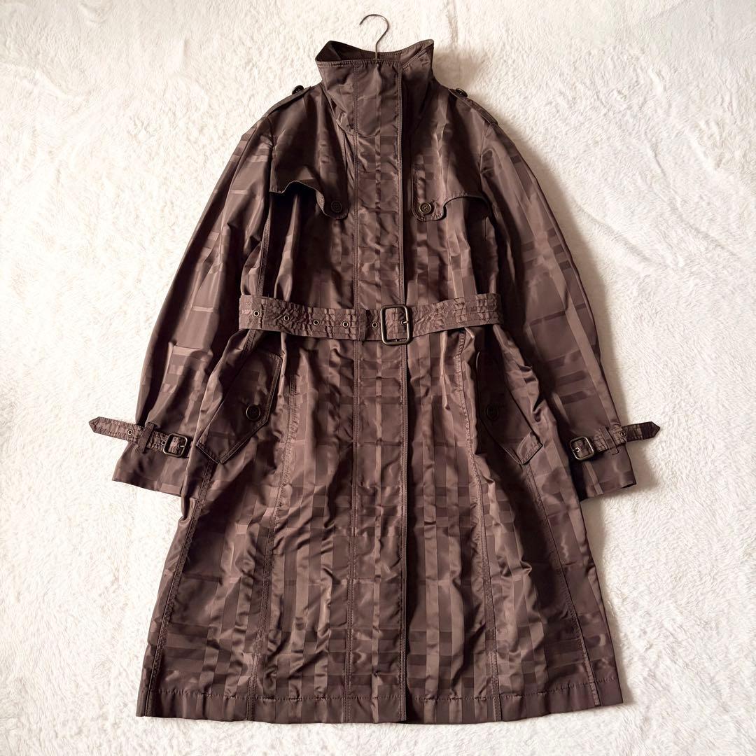 6203 美品✨ バーバリーロンドン トレンチコート 46 シャドーチェック 茶