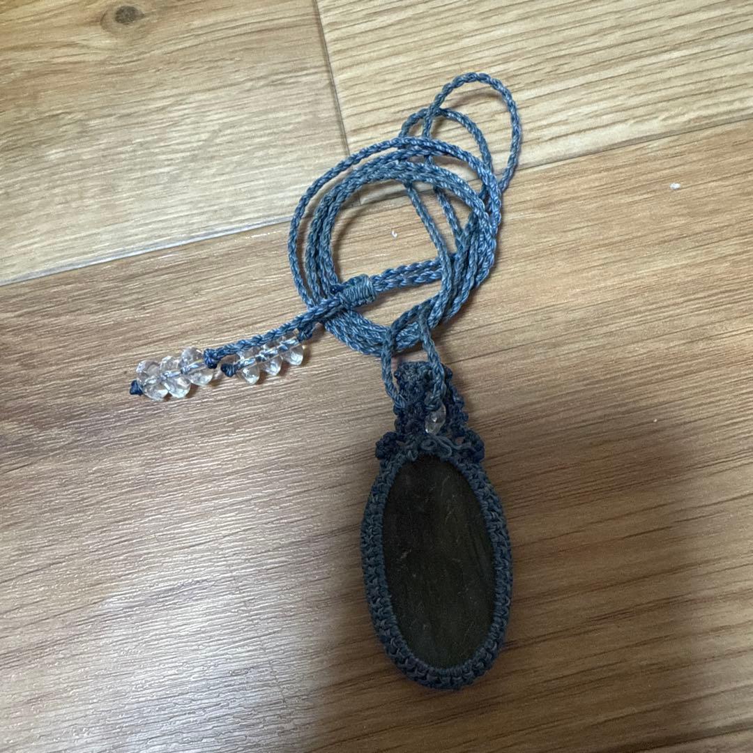天然石 グレー マクラメ編み ネックレス