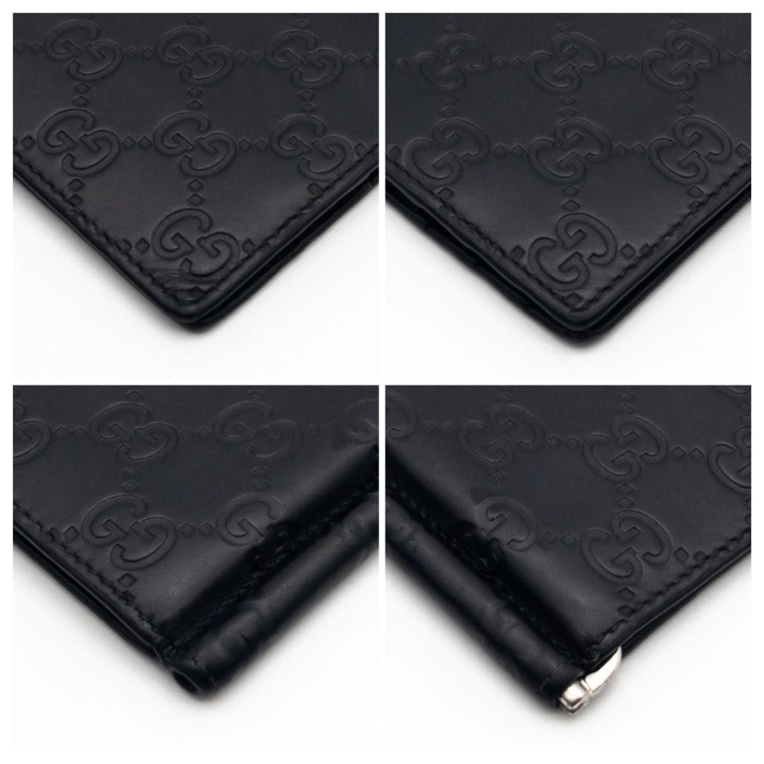 【極美品】GUCCI シマ　マネークリップ　黒　レザー