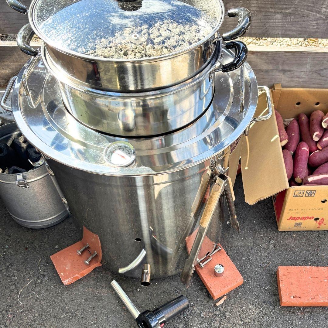 壺不要！業務用炭焼き芋機｜簡単に蜜焼き芋が焼けるスターターキット（軽量設計）