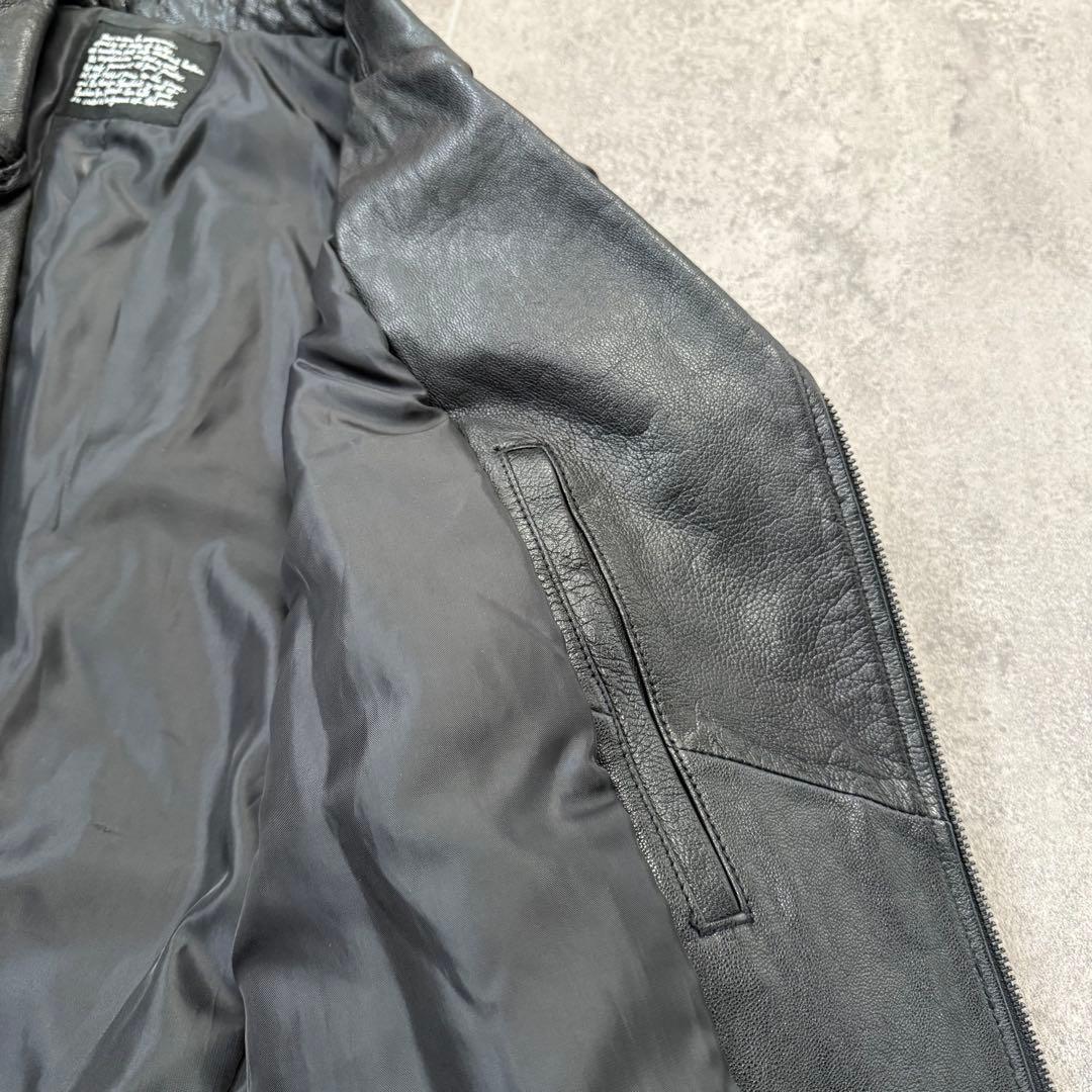 ナノユニバース レザー ライダース ジャケット　ジップオールブラック L