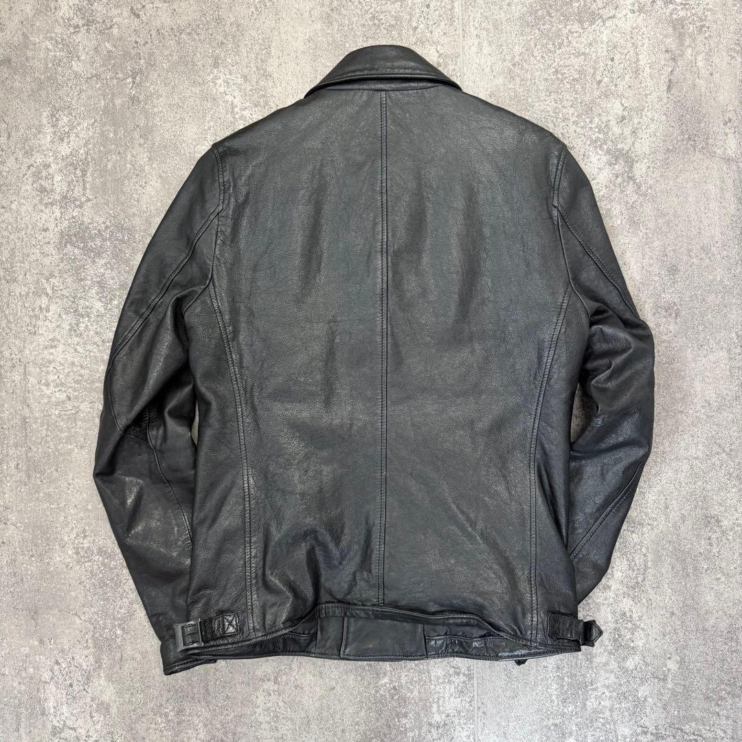 ナノユニバース レザー ライダース ジャケット　ジップオールブラック L