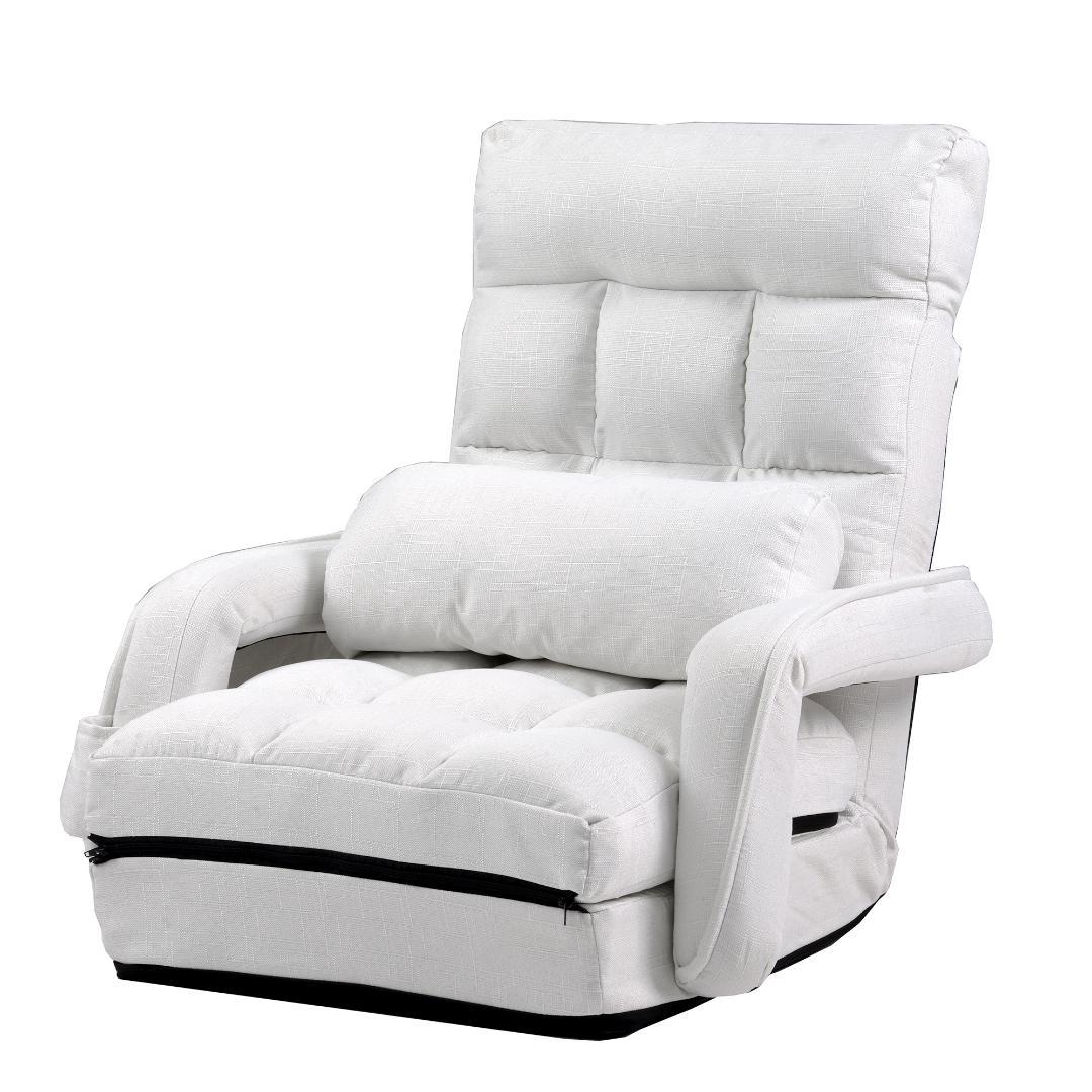 座椅子 リクライニング 14段ギア リクライニングチェアー 【ホワイト】