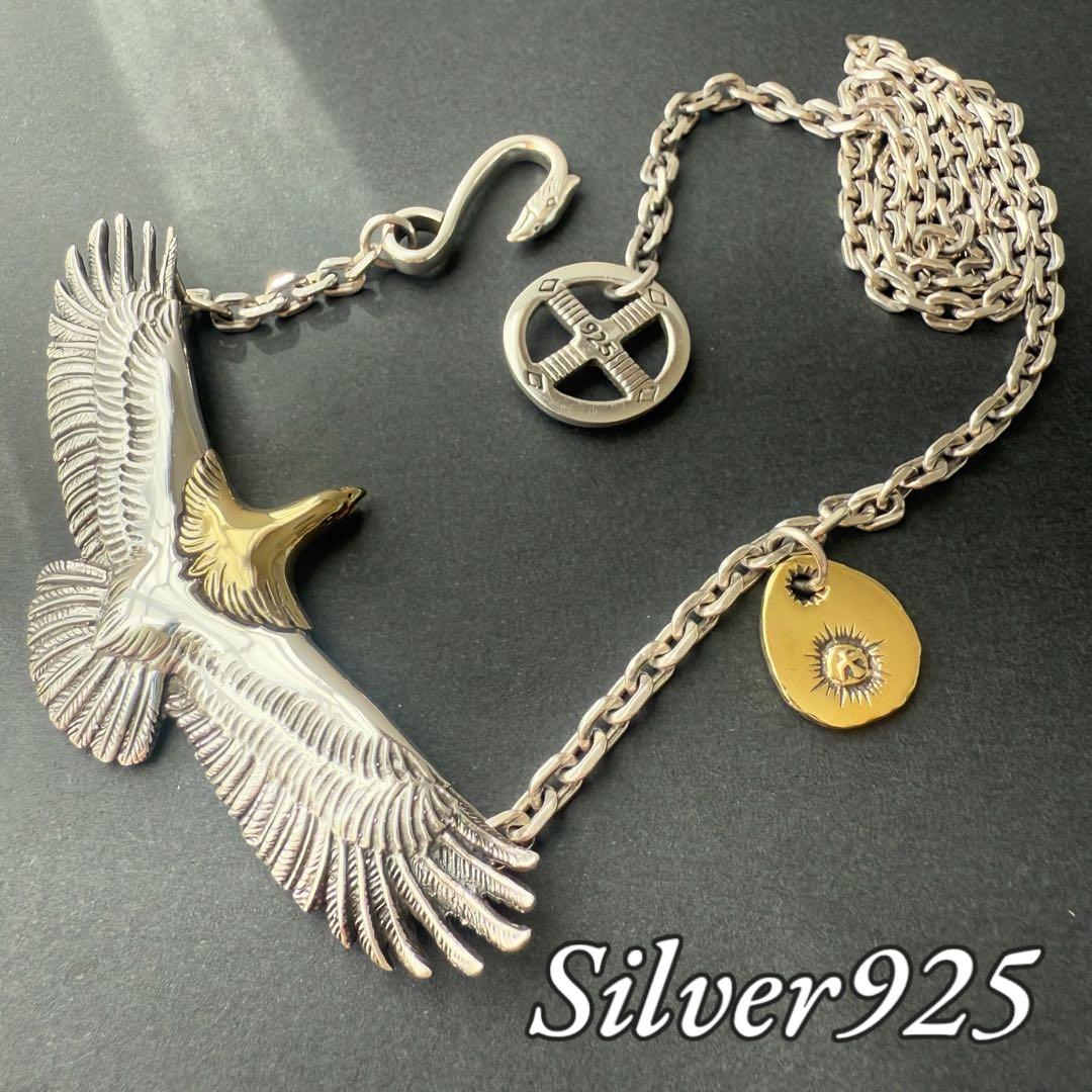 Silver925 シルバー 925 頭金 ネックレス イーグル 金メタル