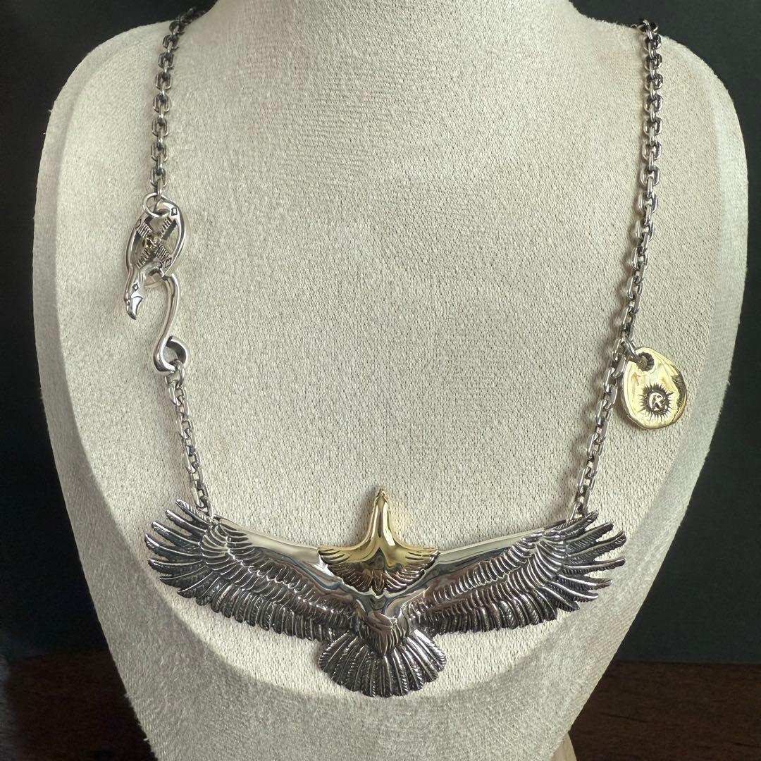 Silver925 シルバー 925 頭金 ネックレス イーグル 金メタル