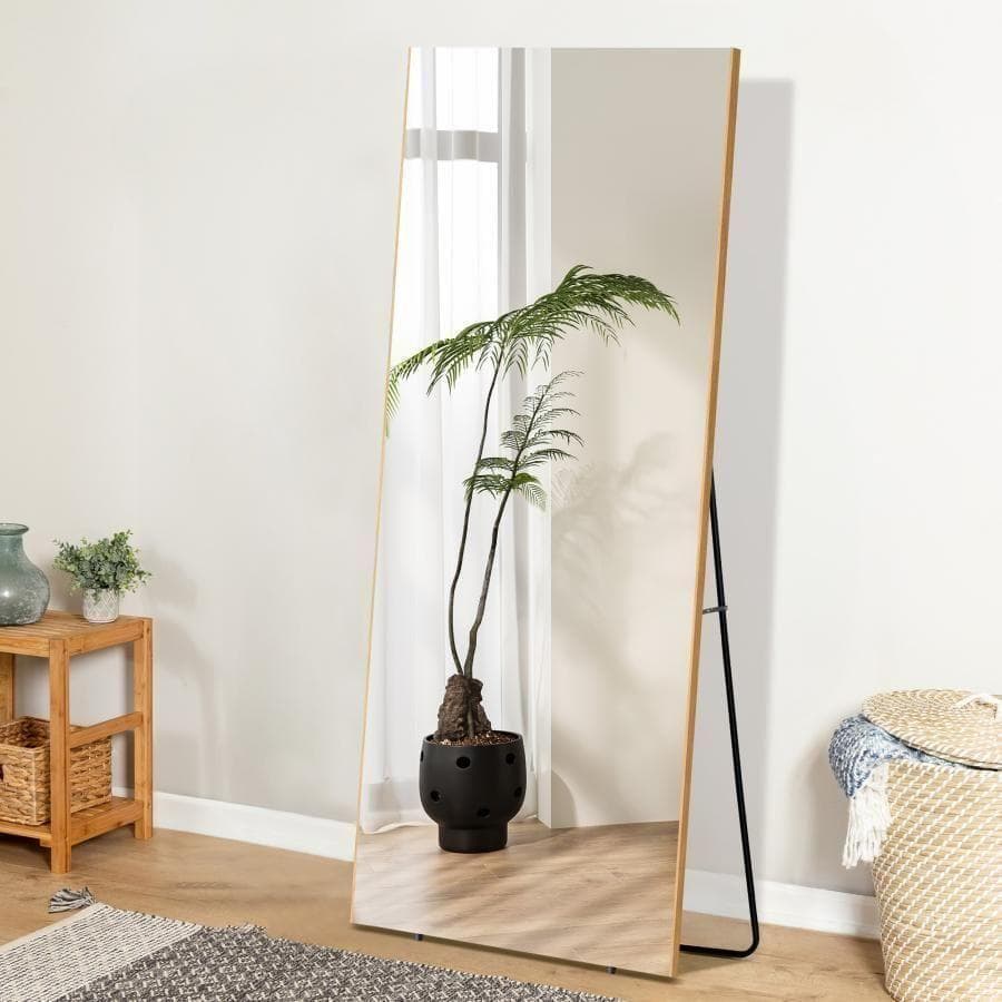 割れない鏡 スタンドミラー 全身鏡 姿見鏡 壁掛け 幅60cm 木目調2817