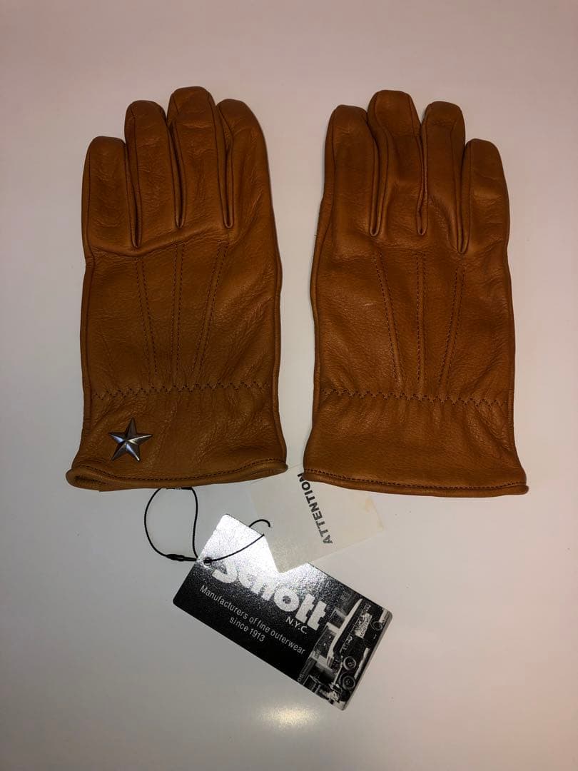 【未使用】Schott レザー グローブ 手袋 Mサイズ キャメル 新品