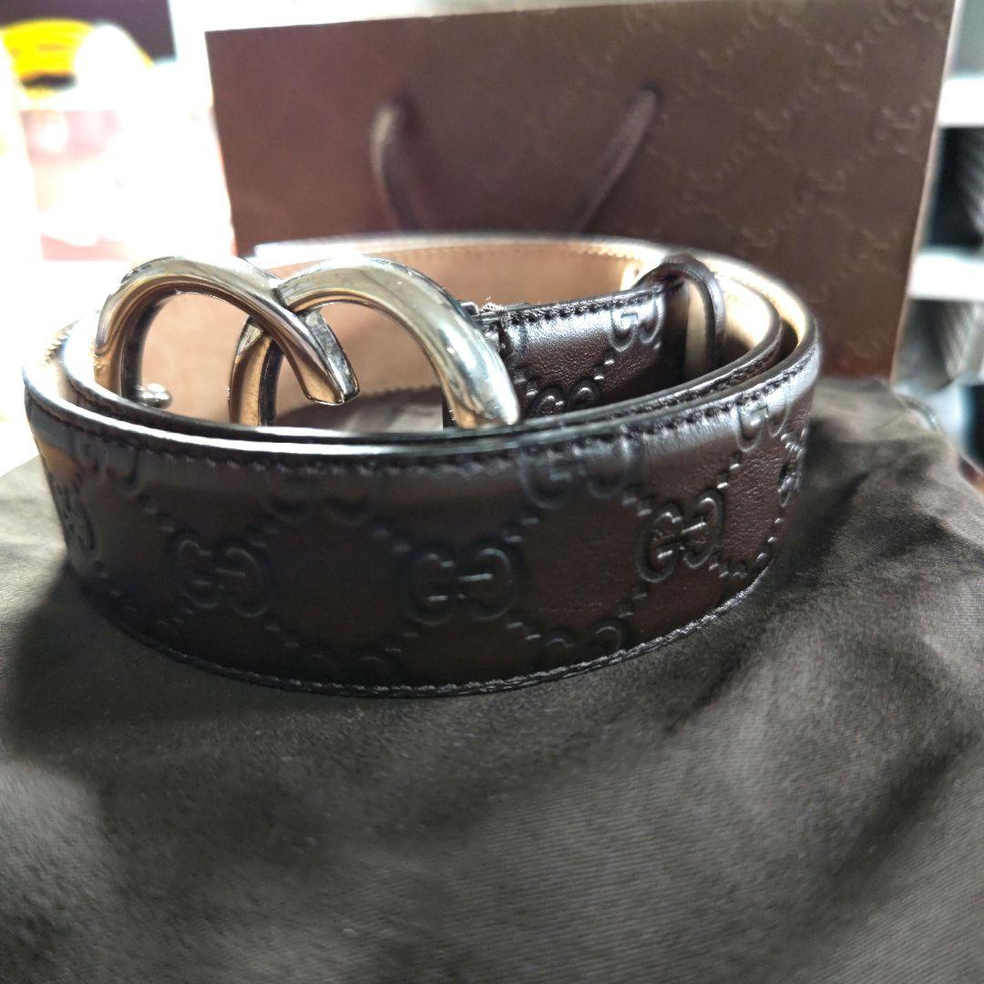 GUCCI　グッチ　CINTURA GUCCI シマベルト　ブラウン　未使用