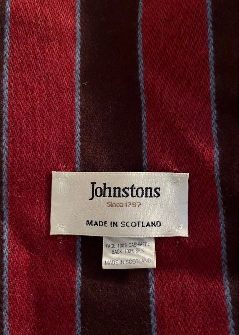 Johnstons カシミヤ シルク マフラー ストライプ