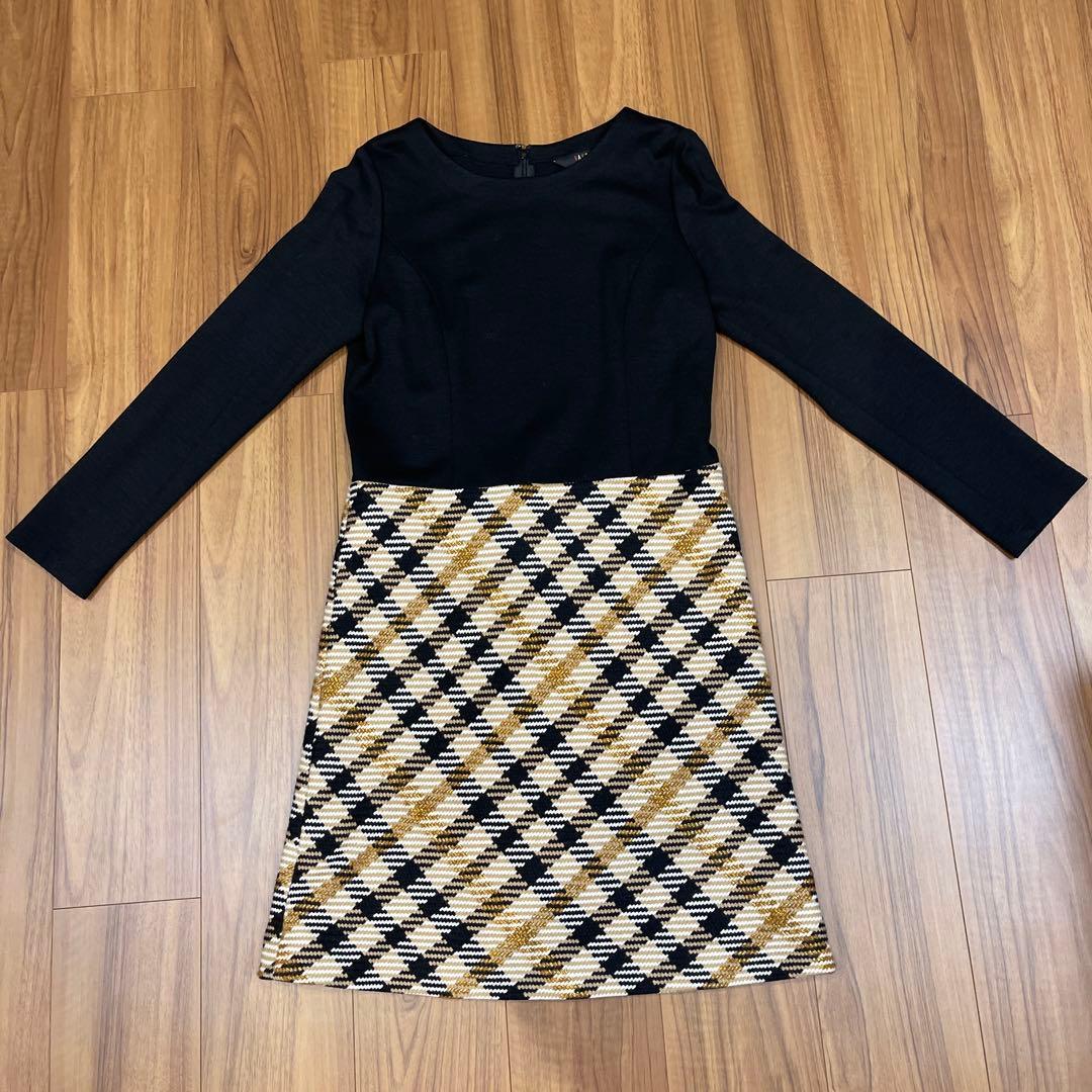 DAKS 長袖 幾何学模様 ワンピース 40