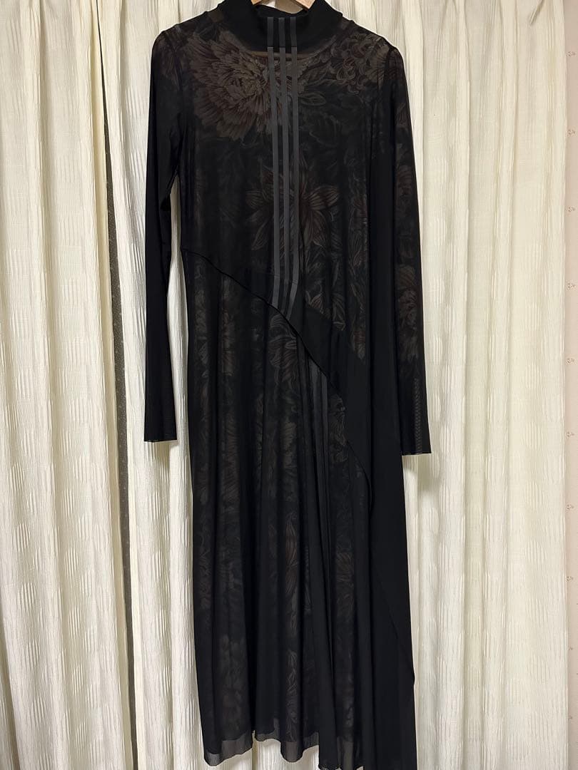 Y-3 ブラック シースルー 花柄ワンピース