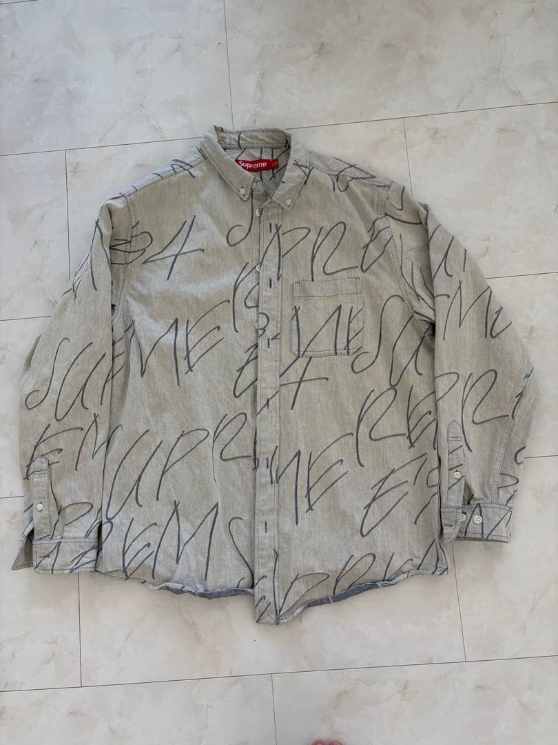 Supreme デニムシャツ Lサイズ グレー